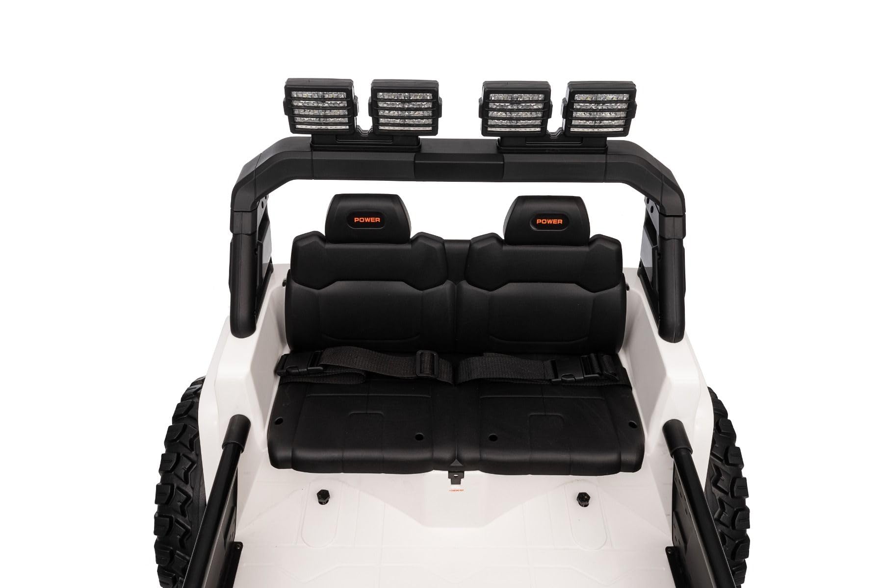 Beneo Motors OFFRIDE 4x4² 2-osobowy samochód elektryczny, 12 V, biały, odtwarzacz MP3 z wejściem USB/AUX, napęd na wszystkie koła 4 x 4, akumulator litowy, pilot zdalnego sterowania, oświetlenie LED