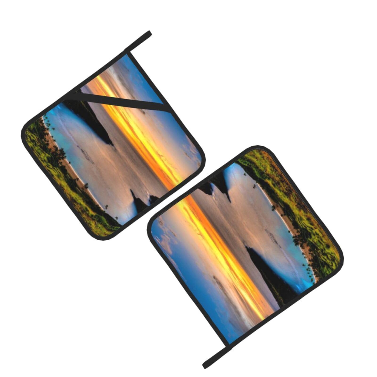 Sunrise Over Hanauma Bay Oahu Hawaii Printed Oven Pot Holders Set of 2 Pcs Heat Resistant Kitchen Microwave Potholders for Cooking Baking Grilling