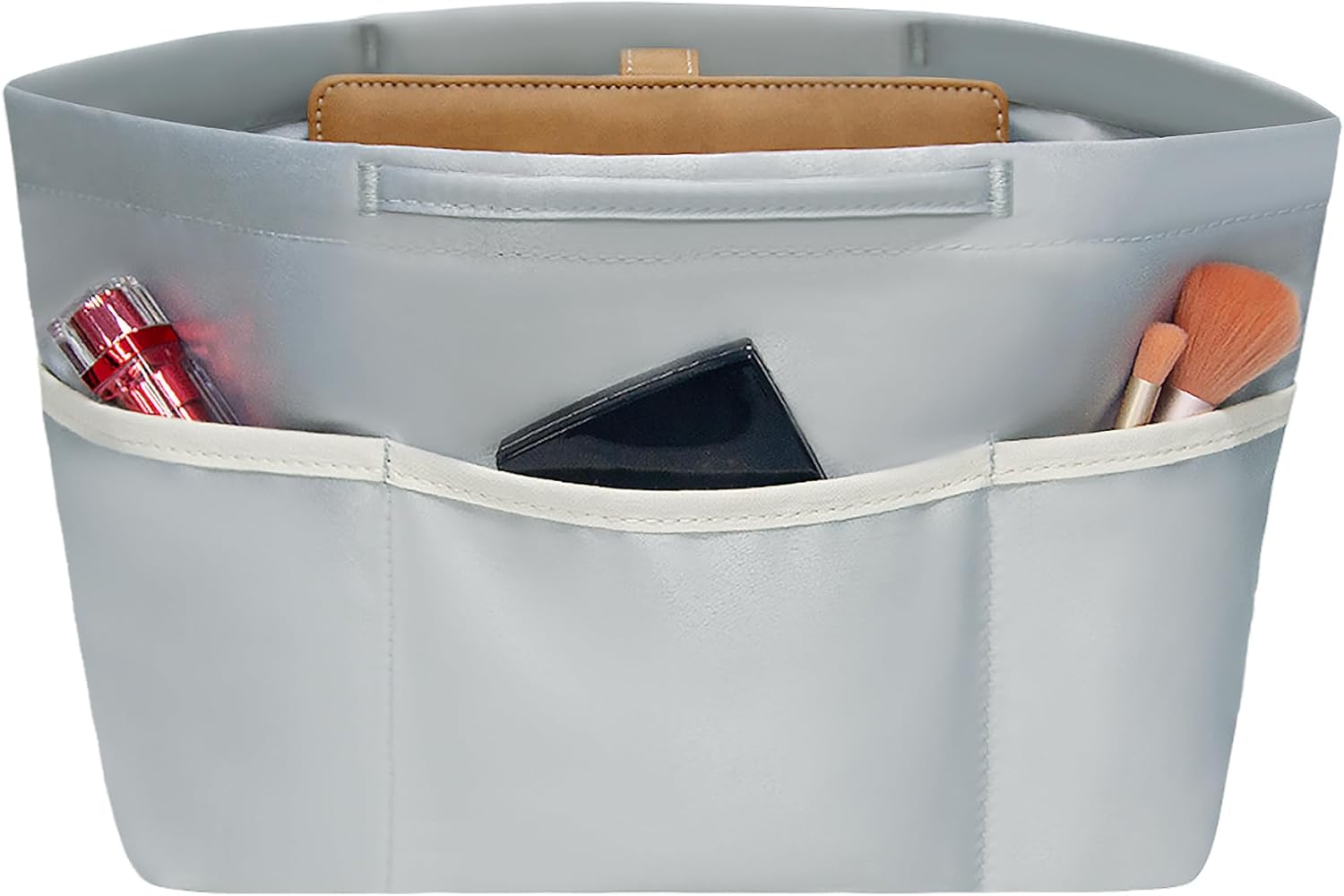 Vercord Purse Organizer Insert City Tote Bag in Bag Handbag Organizers Zipper Pockets Greyblue Small