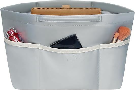 Vercord Purse Organizer Insert City Tote Bag in Bag Handbag Organizers Zipper Pockets Greyblue Large
