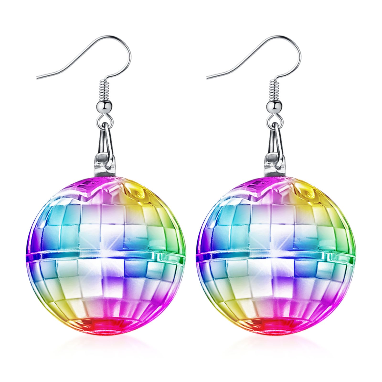 Henoyso Light Up Disco Ball Earrings Jewelry LED Christmas Light Glow Earrings for Women Girls Christmas Disco Party Favor Bachelorette Dance Costume Accessories