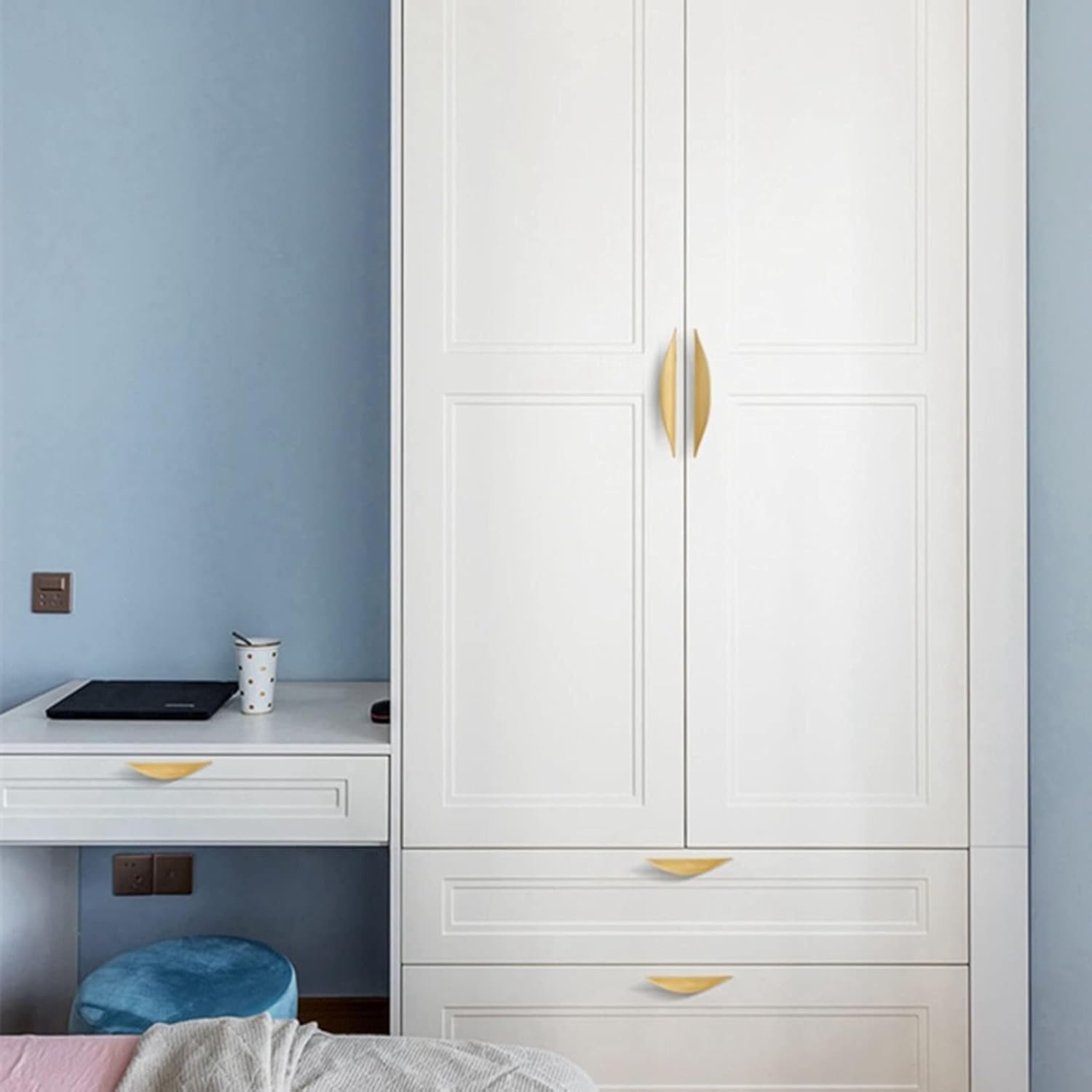 Handle,Cupboard Knobs,Handles Knobs Handle Door Knobs Kitchen Cabinet Handle Gold Brass Handles for Bedroom Cupboards Drawer Knob, with Screws,Pieces Furniture accessories(Color:Gold,Size:Pas de trou