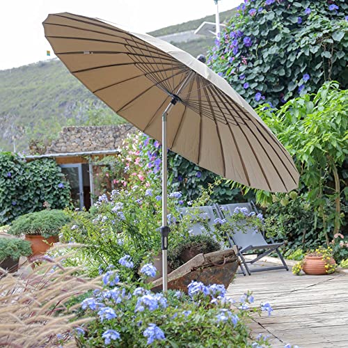 MNNM Parasol De Jardin Aluminium, Parasol De Plage avec Inclinaison Et Manivelle, Parasol De Pare-Soleil pour Piscine, Restaurants, Patio, Terrasse, Cour, sans Base (Color : Khaki)