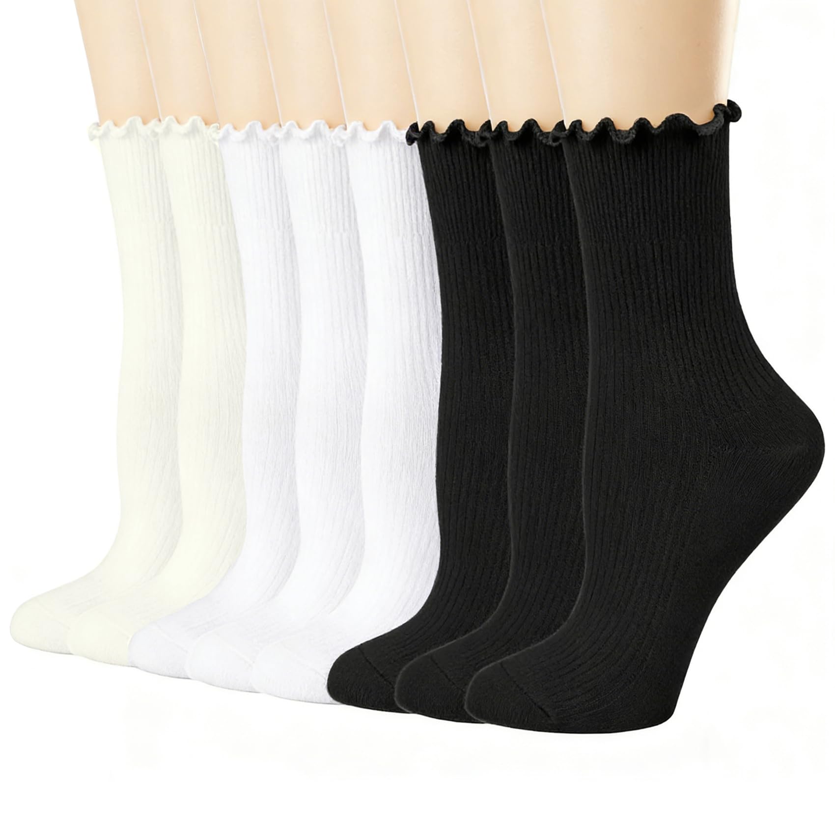 liuchanghe 8 Pairs Women's Frilly Socks, Socks with Ruffles Women's, Comfortable & Breathable, for Women &Girls