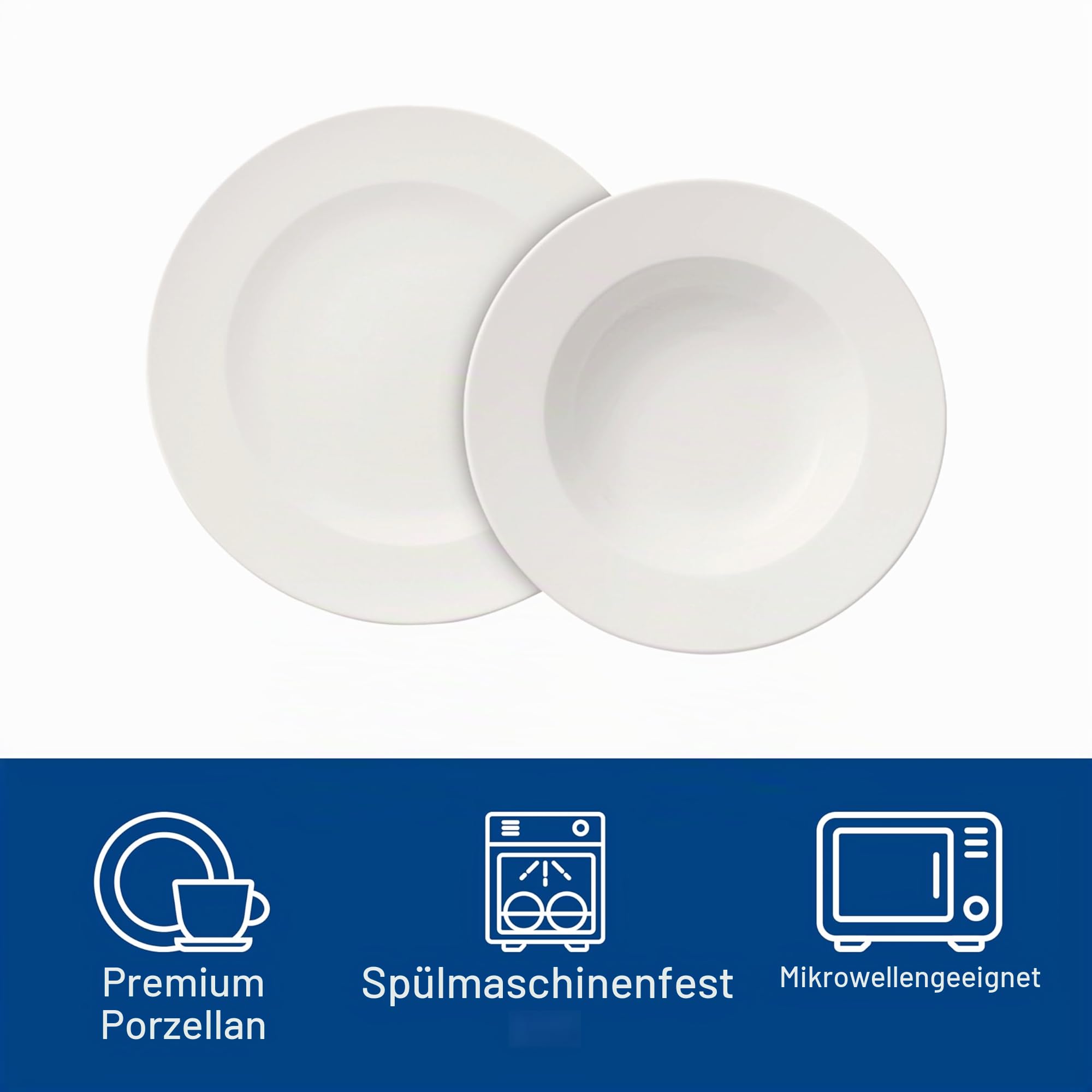 Villeroy & Boch - For Me Dinner Set 8 teilig Weiß, Spülmaschinenfest, Mikrowellensicher, mit Speisetellern und Suppentellern, Geschirr, Geschirrset, Teller Set, Service, Premium Porzellan