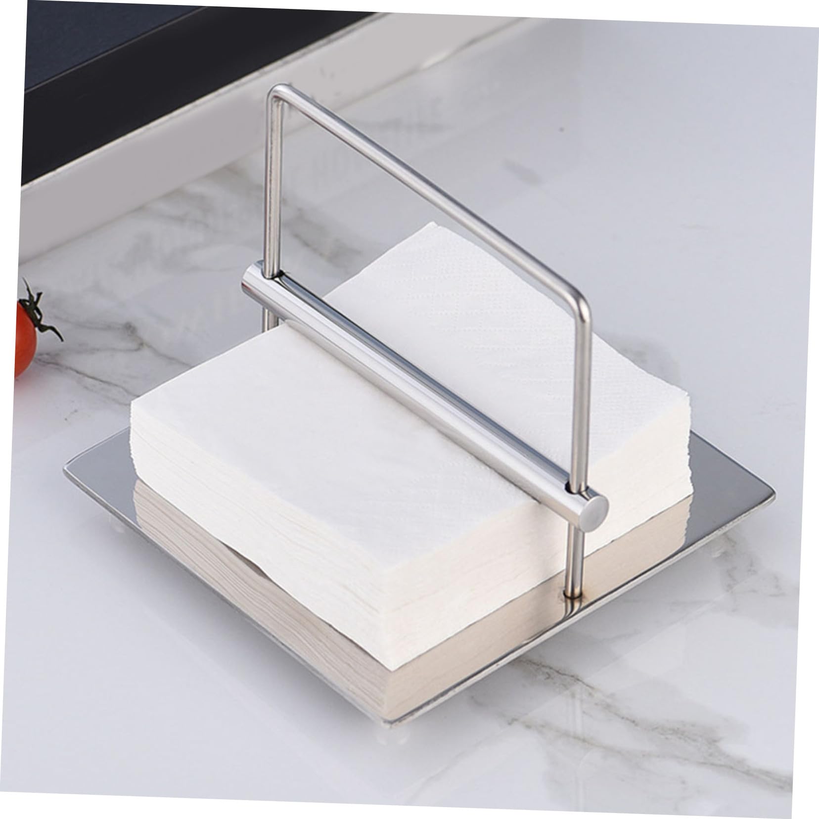 Soporte Para Servilletas De Papel Inoxidable Plateado, Compacto y Estable, Estante Para Pañuelos De Escritorio, Dispensador Multifuncional Para Hogar, Hoteles y Restaurantes