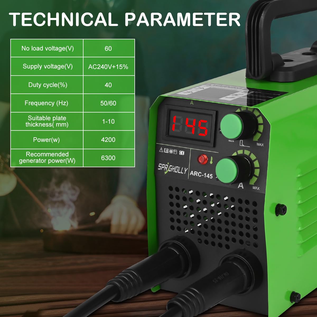 Mini Elektroden Schweißgerät 230V 145A, Stick/Lift TIG 2 in 1, mit hochwertiger Erdungsklemme, IGBT Inverter & LED Display, Heißstart & Lichtbogenkraft, Upgrade ARC145