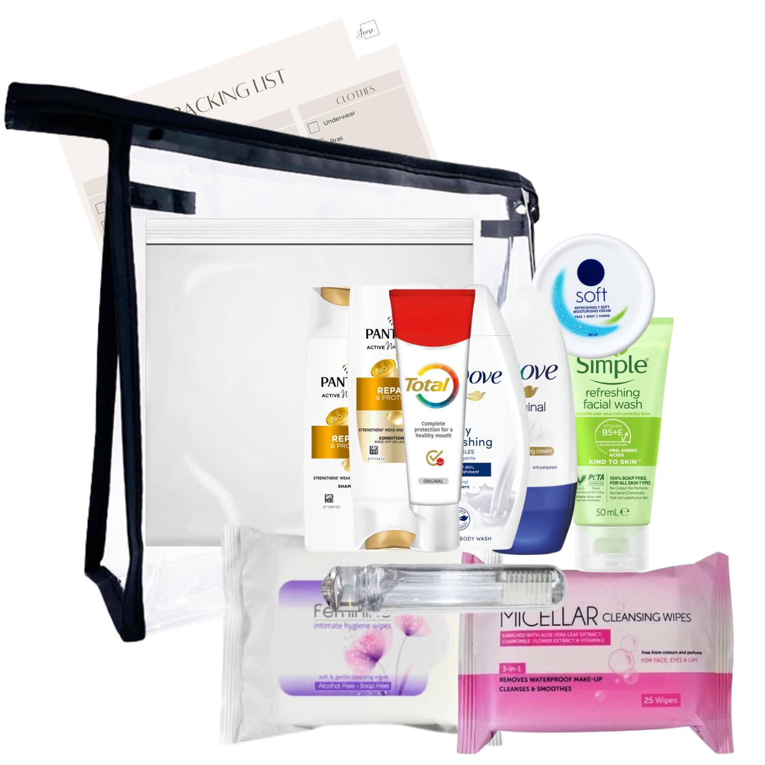 Inese Travel Toiletries Set for Women - Holiday Essentials, Mini Set for Travel, Hospital or Overnight Stay - Airport Security Approved Liquids - Quality Personal Care