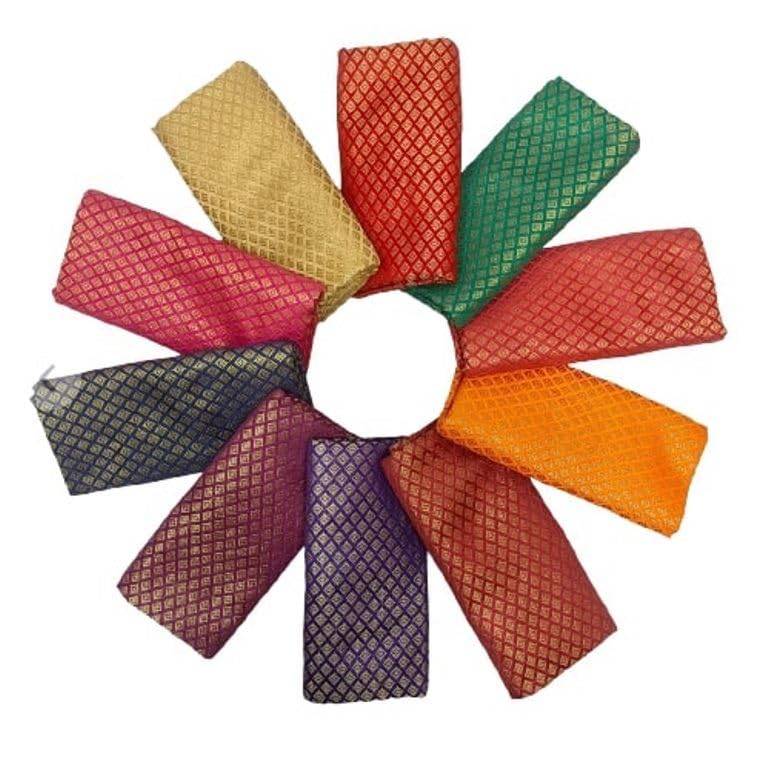 Silk Blouse Piece Material for Women, Unstitched, Combo of 10 (1 Meter Each) - Navratri, Durga Puja, Oti Bharan, Ugadi Special - Design 7-image-10