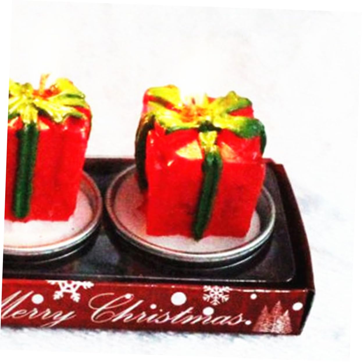 PRETYZOOM 3pc Santa Decor Christmas Candles Creative Present Set for Home Party Decoration