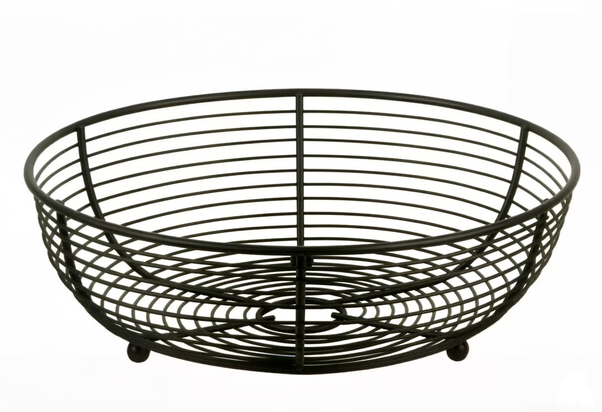 IBWell® Black Fruit Bowl for Kichen Countertop, Round Wire Fruits Breads Vegetables Snacks Canddy Basket - 11.5"x3.4"(DxH)