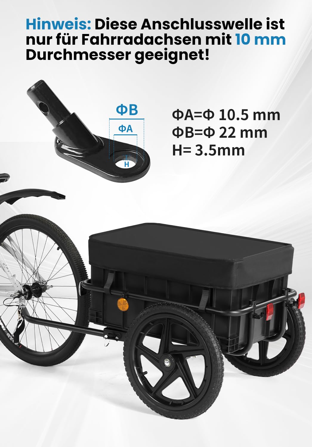 2-in-1 Fahrrad Lastenanhänger, Fahrradanhänger mit Schiebebügel, stabilem Eisenrahmen, 40 cm Luftreifen, bis 40 kg belastbar