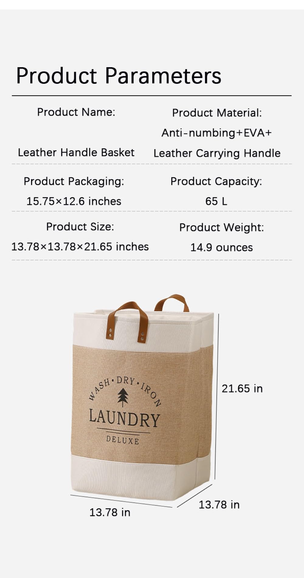 TNLG Bathroom Dirty Clothes Organizer Baske, Foldable Clothes Hamper, Foldable Storage Basket, Linen Laundry Hamper, Large Laundry Basket 65L