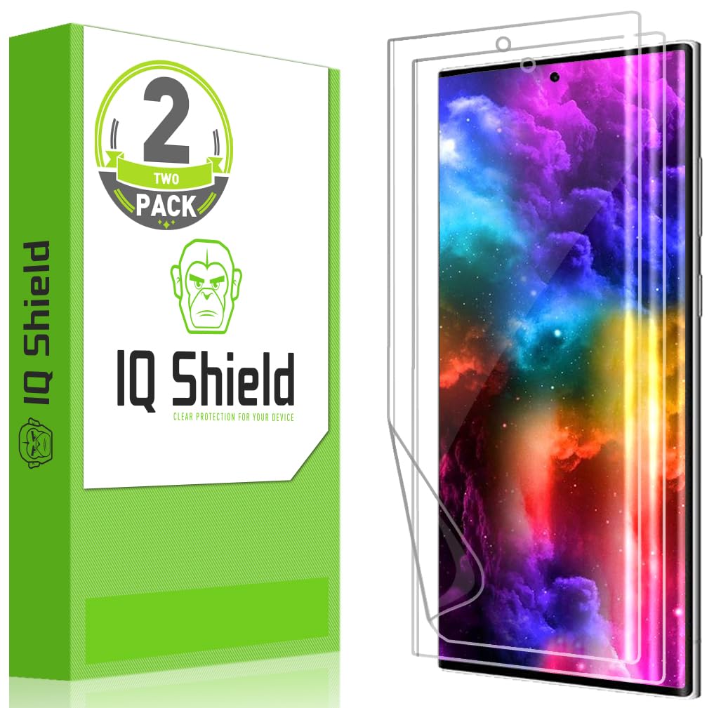 IQShield 2 Pack for Galaxy S22 Ultra Screen Protector: Clear TPU Film, Bubble-Free Installation, Scratch-Resistant, Case Friendly, HD Clarity for Ultimate Protection. Fingerprint Unlock