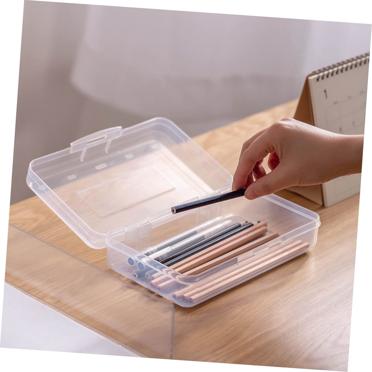 6piezas Estuche Apilable De Transparente para Material Escolar Caja Organizadora De Lápices y Útiles Contenedor Práctico y Duradero para Estudiantes y Profesores