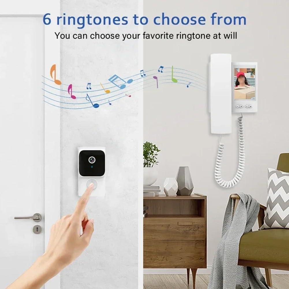 Videocitofono senza fili con schermo IPS HD da 3,5", visione notturna a infrarossi, audio bidirezionale, senza app, suonerie personalizzabili, sistema di sicurezza domestica in bianco e nero