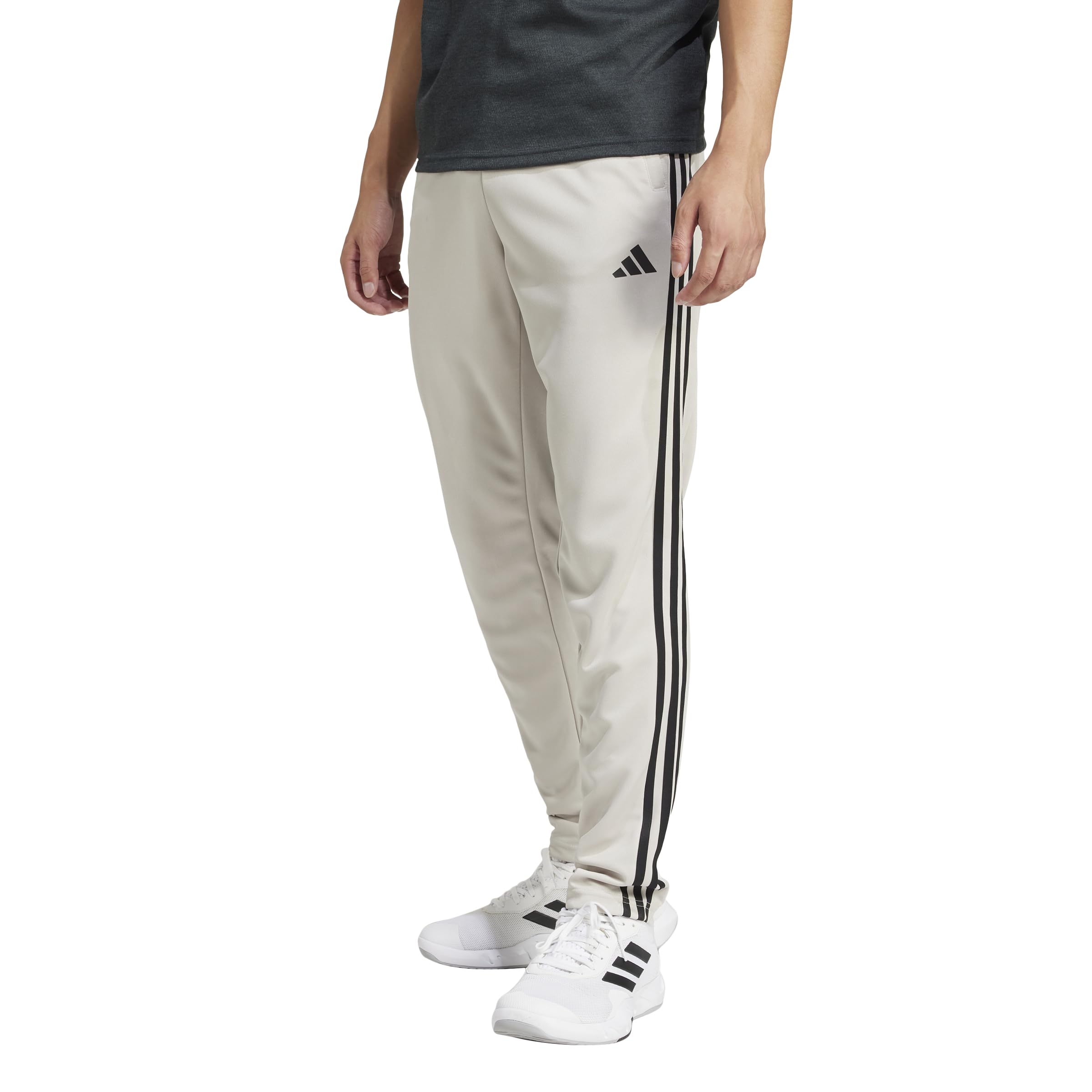 Adidas Men's Wonder Alumina/Black Train Essentials 3-Stripes Pants, Small