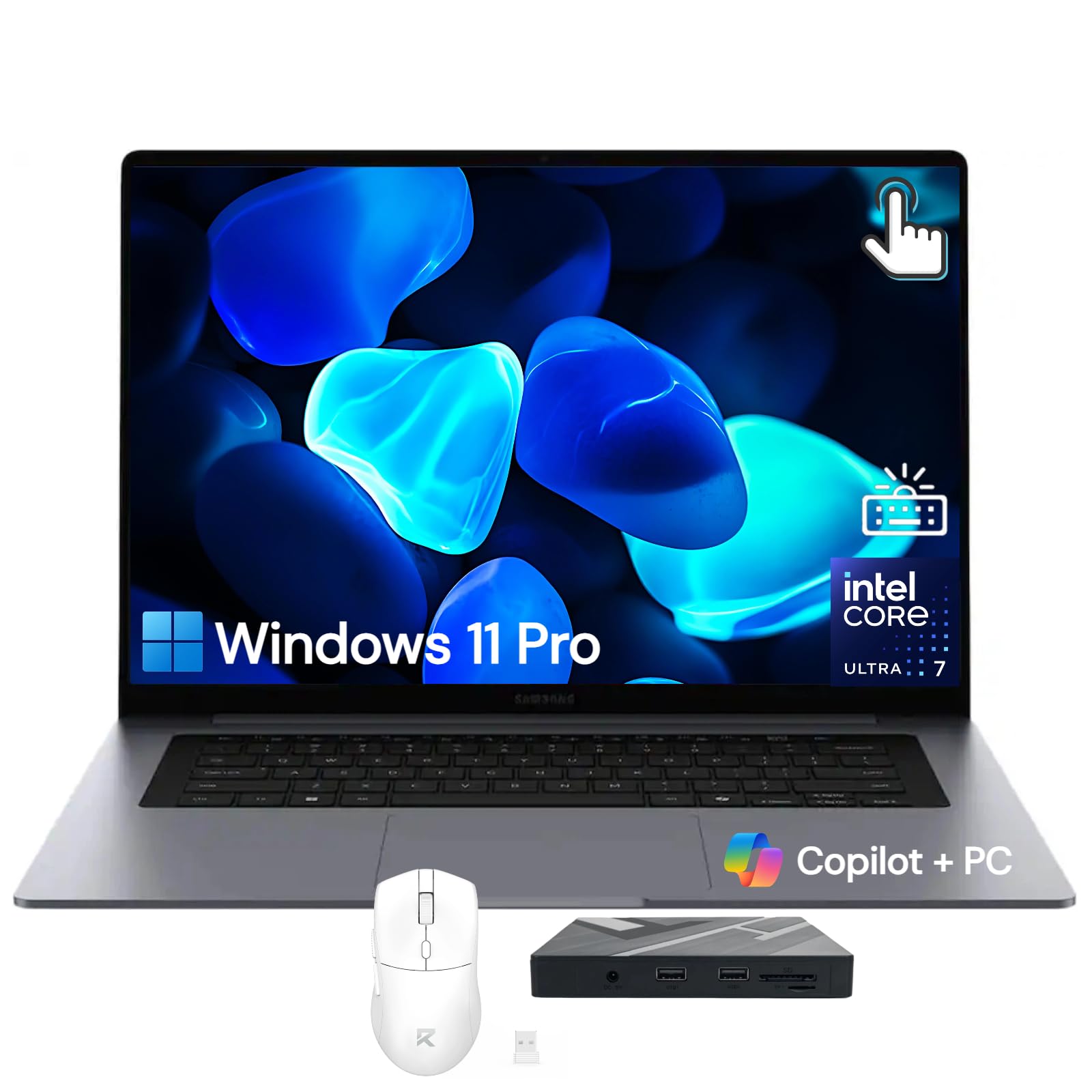 Samsung Galaxy Book6 2026 Copilot+ PC Business AI Laptop, 16" FHD+ IPS 120Hz Touchscreen, Intel Core-Ultra 7 355, Windows 11 Pro, 16GB LPDDR5X, 512GB SSD, Backlit Keyboard, Up to 24-hour Battery, Gray