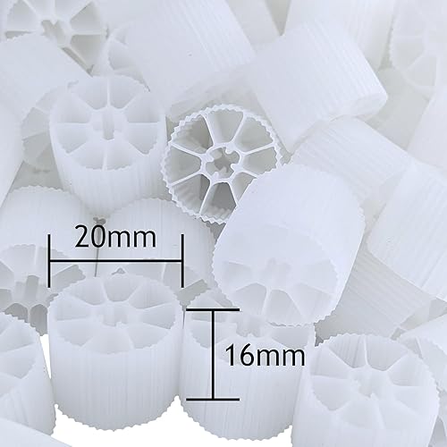 Miniatura 2 de Medios de filtro bio para cama móvil - 0.787 in, blanco, para estanques koi, acuarios, acuicultura, acuaponía (100 piezas)