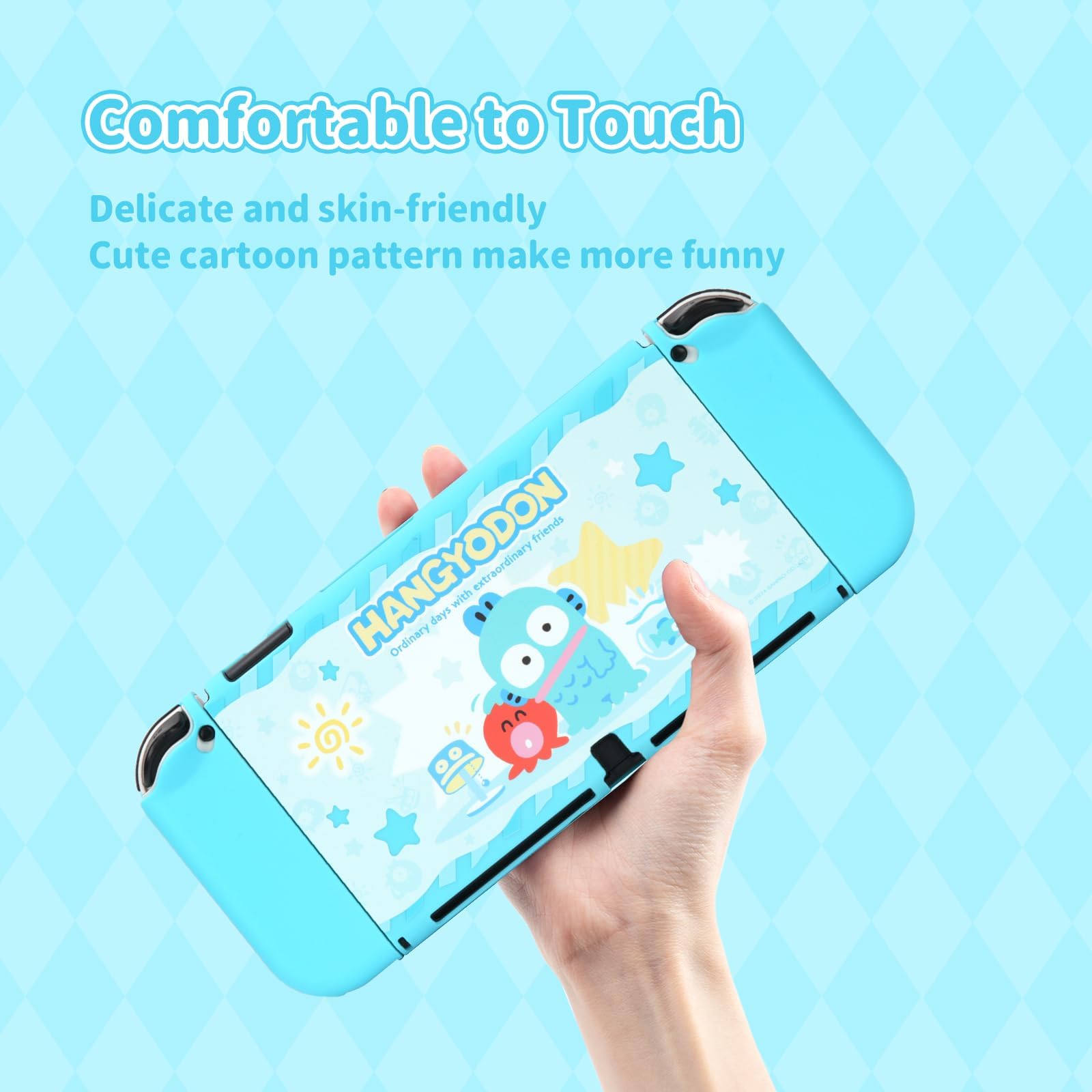 Kuitmor Coque de protection pour Switch OLED, coque de protection fine compatible avec Switch OLED, design résistant aux rayures et aux chocs, coque de protection originale pour manette - Poisson