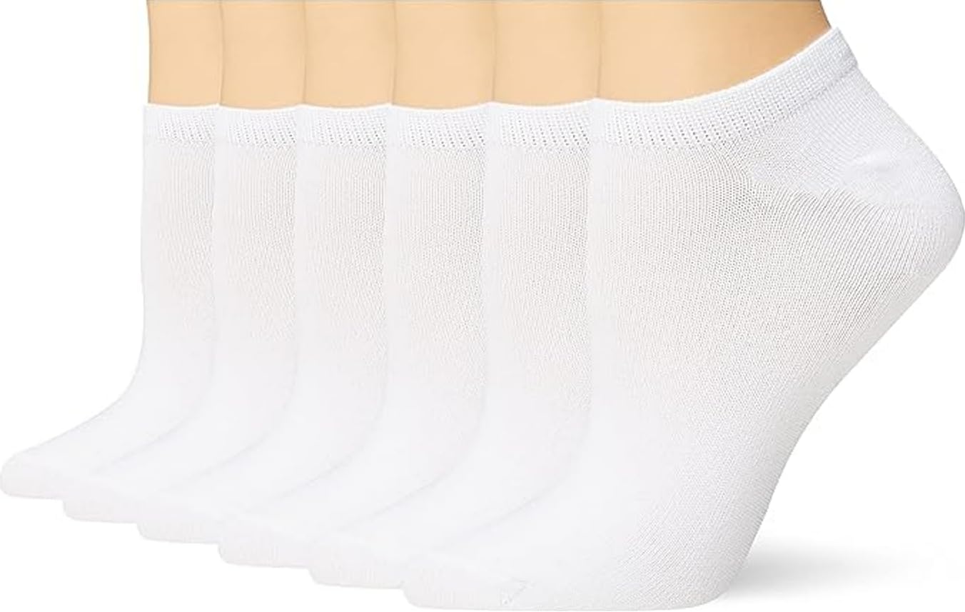 6 Pairs Women's Short Ankle Athletic Socks - Cotton Spandex Sport Sock for Ladies - free size EU 36 to 42