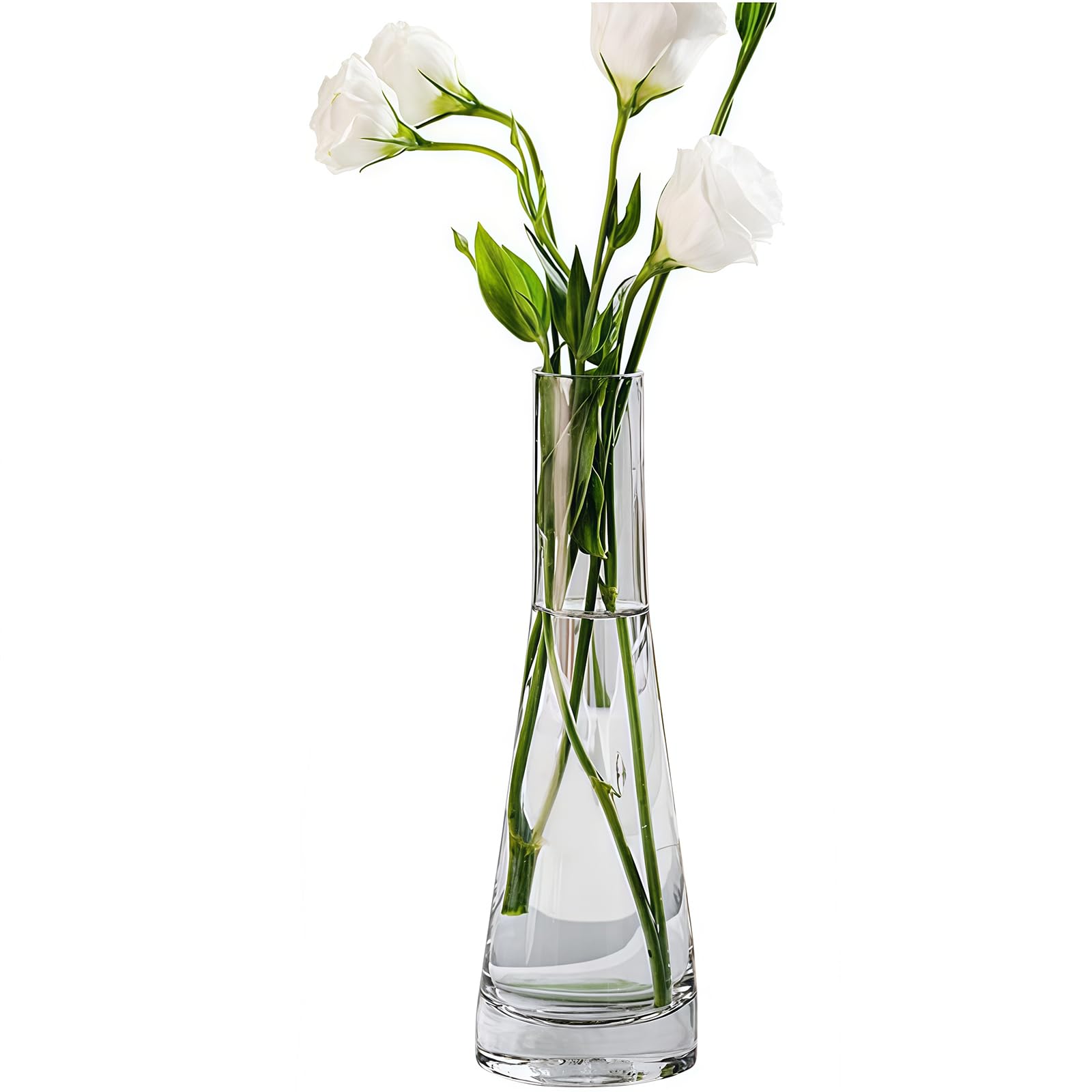 Bamboopack Transparent Hand-Made Blown Art Bud Glass Vase Clear Flower Bud Vase Single Stem Vases Decorative Glass Vase Bottles Centerpiece For Wedding Party Home And Office Décor(Transparent)