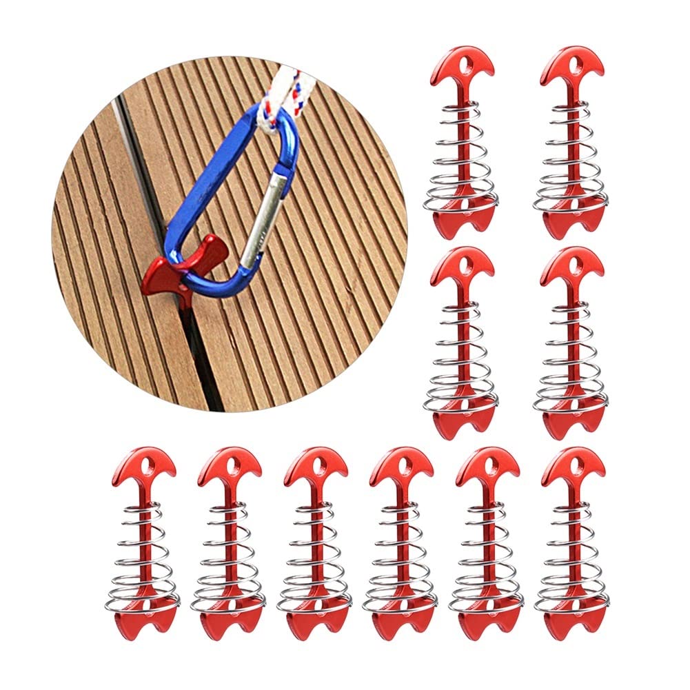 10 stücke Einstellbare Winddicht Frühling Fishbone Haken Aluminiumlegierung Camping Tragbare Markise Zelt Stakes Deck Anker Pegs Plank Boden Outdoor Reise Zelt Zubehör