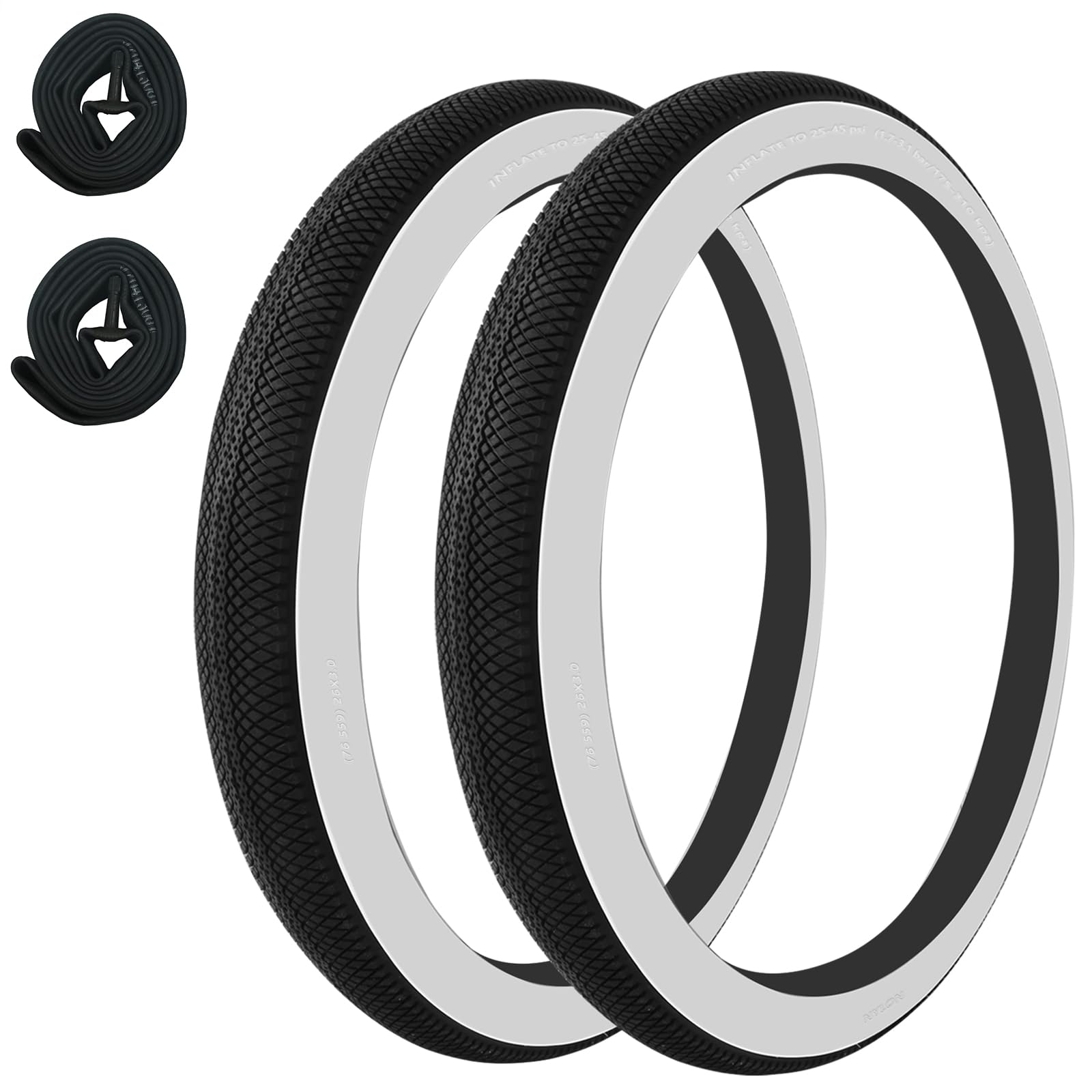 TRACER Rubber Bike Tires 24/26/29 inch 3.0 for Bicycle Tire Repairing Black/Black Wall