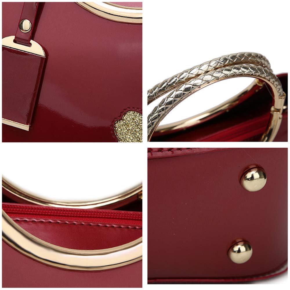 Borsa da donna, Borsa in pelle verniciata, Elegante borsa con manico superiore Ricamo di fiori Borsa a tracolla moda a tracolla per la festa serale, Matrimonio, lavoro