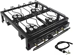 Fogão 4 Bocas A Gás Industrial Alta Pressão Preto Roa