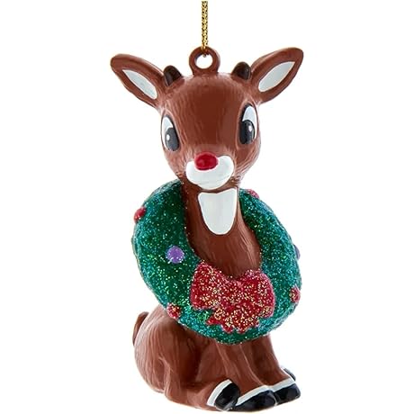 Kurt Adler Rudolph The Red Nose Reindeer Wreath Ornament, 3 Inch