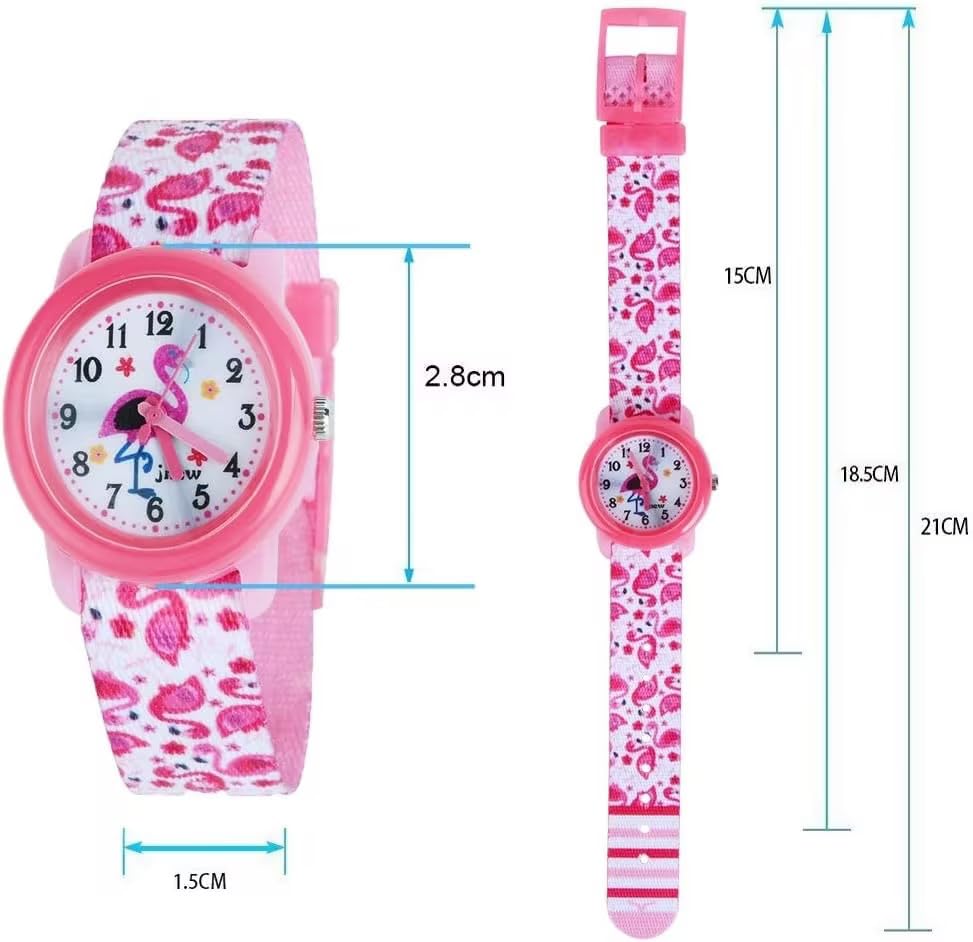 Flamingo Cartoon Waterproof Kids Watches for Girls, Learning Time and Easy to Read2