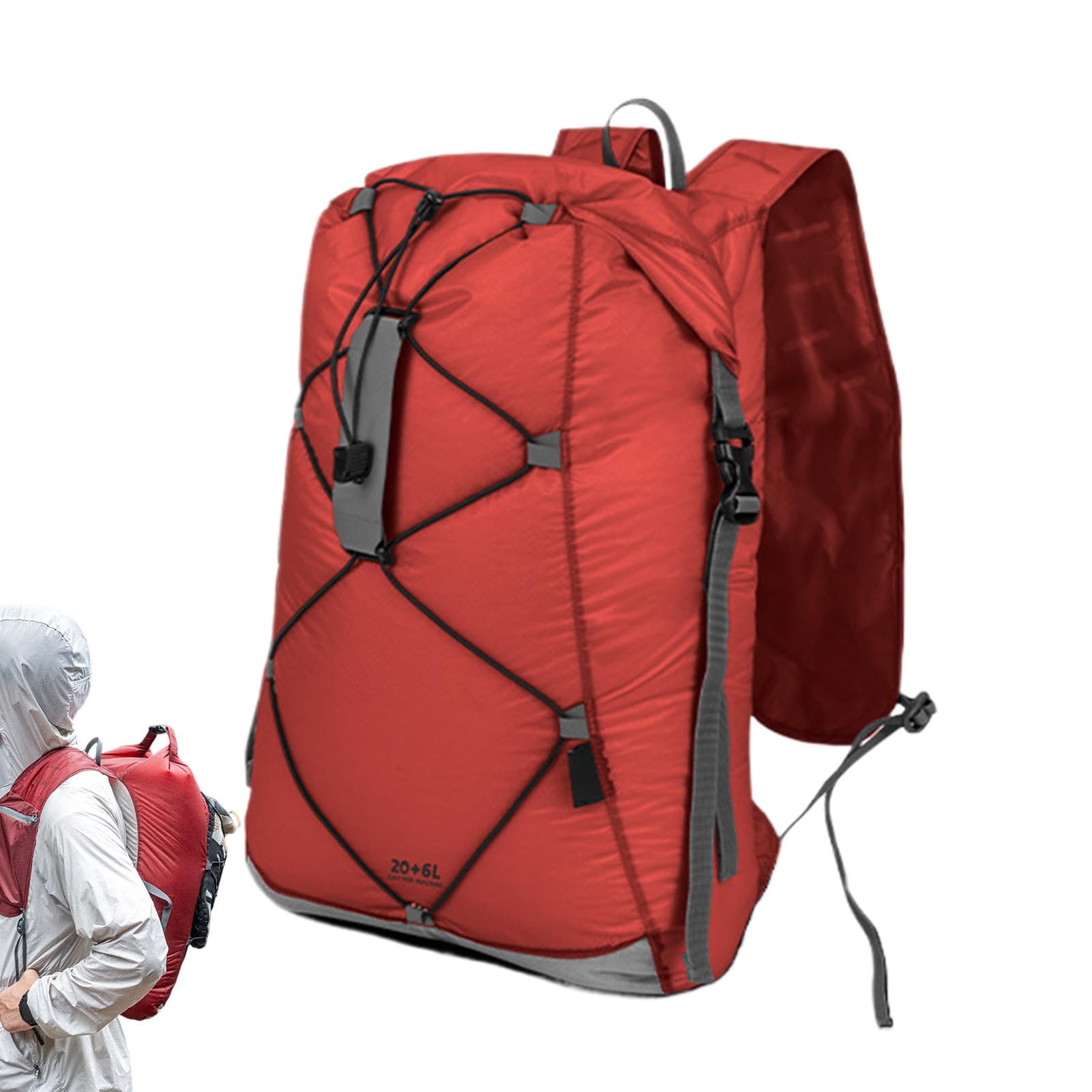 Plecak turystyczny, wodoodporny składany 26 l, lekki plecak turystyczny, torba outdoorowa, dla mężczyzn i kobiet, podróż, trekking, wspinaczka, kemping, sport, bieganie, polowanie, przygoda, podróż