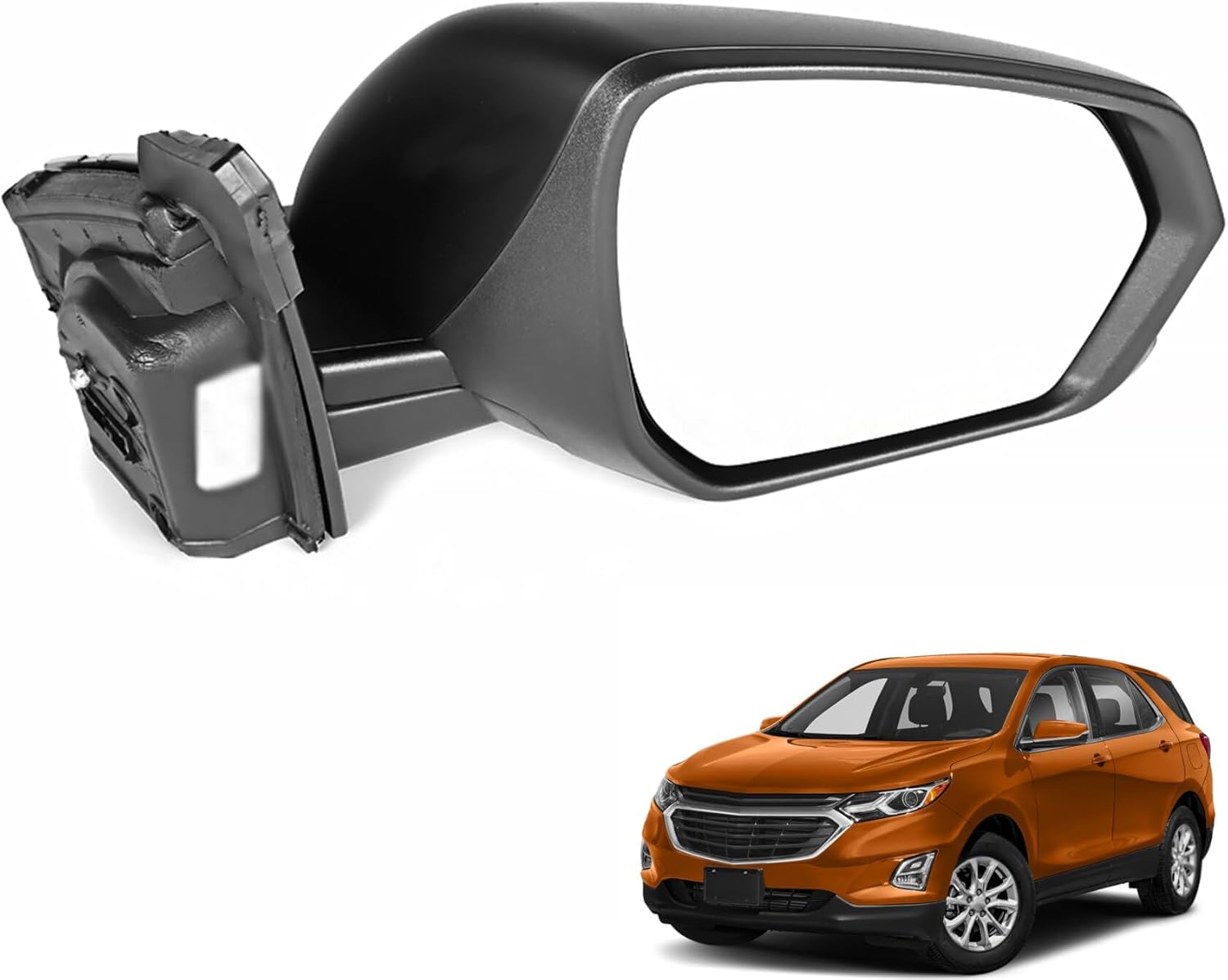 munirater Passenger Right Side Unpainted Power Mirror Heated Manual Fold without Signal Light Replacement for 2018-2023 Equinox GM1321559
