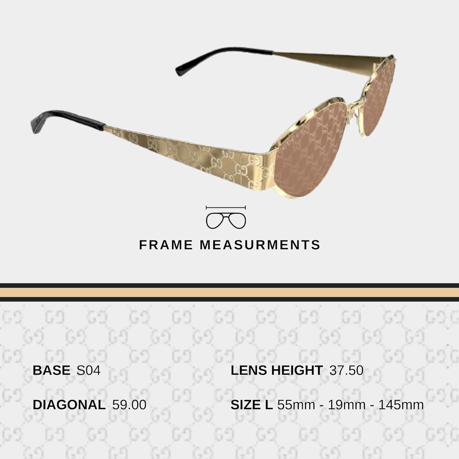 Gucci GG1853S Monogram Lasered GG Pattern With Guccissima Lens Almond Shape Sunglasses with Luxury Eyewear Kit - Image 5