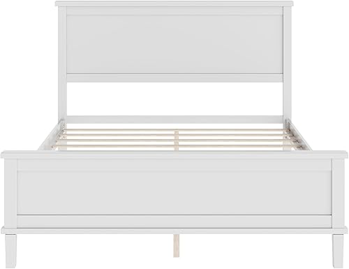 Miniatura 42 de LZ LEISURE ZONE Cama de plataforma de madera maciza de estilo moderno con cabecero, estribo, marco de cama de madera y patas de soporte central de