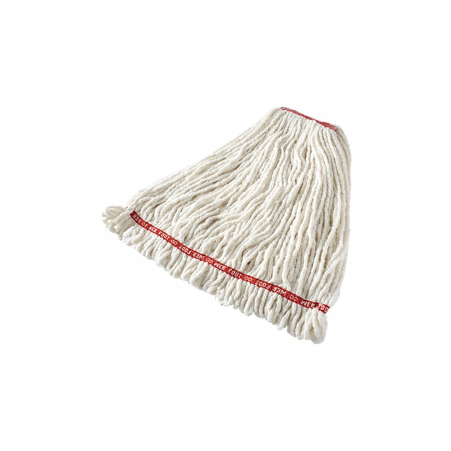 Rubbermaid Commercial Products Web Foot Shrinkless Wet Mop Head Replacement, Large, 1-Inch Headband, White, Heavy Duty Industrial Wet Mop for Floor Cleaning Office/School/Stadium/Lobby/Restaurant PRE-WASHED Large White