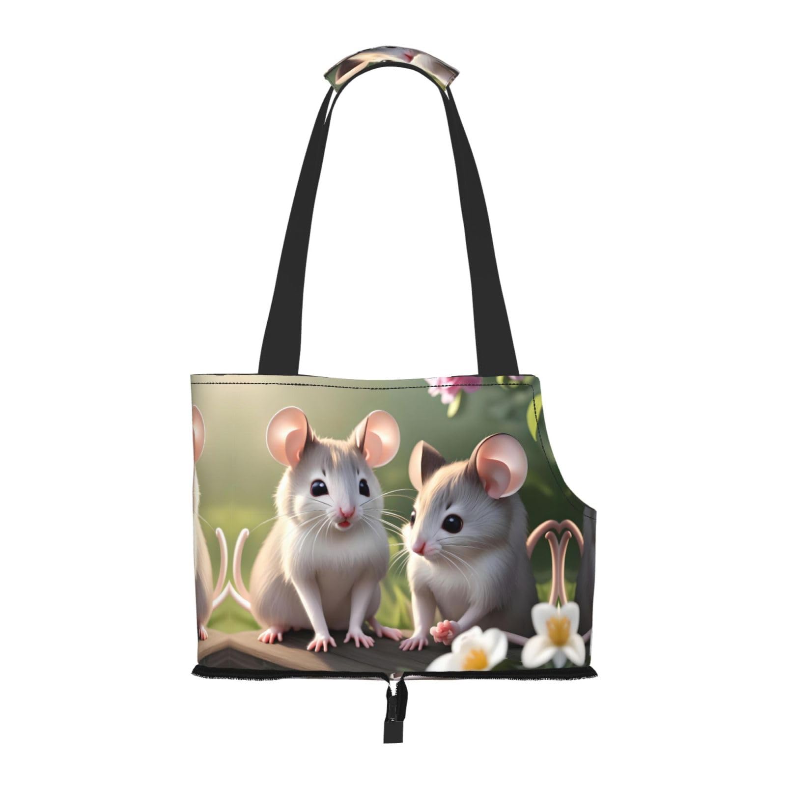 Mouse in Love Pet Tote Bag - Waterproof and Wear-Resistant Portable Shoulder Bag for Small Dogs and Puppies