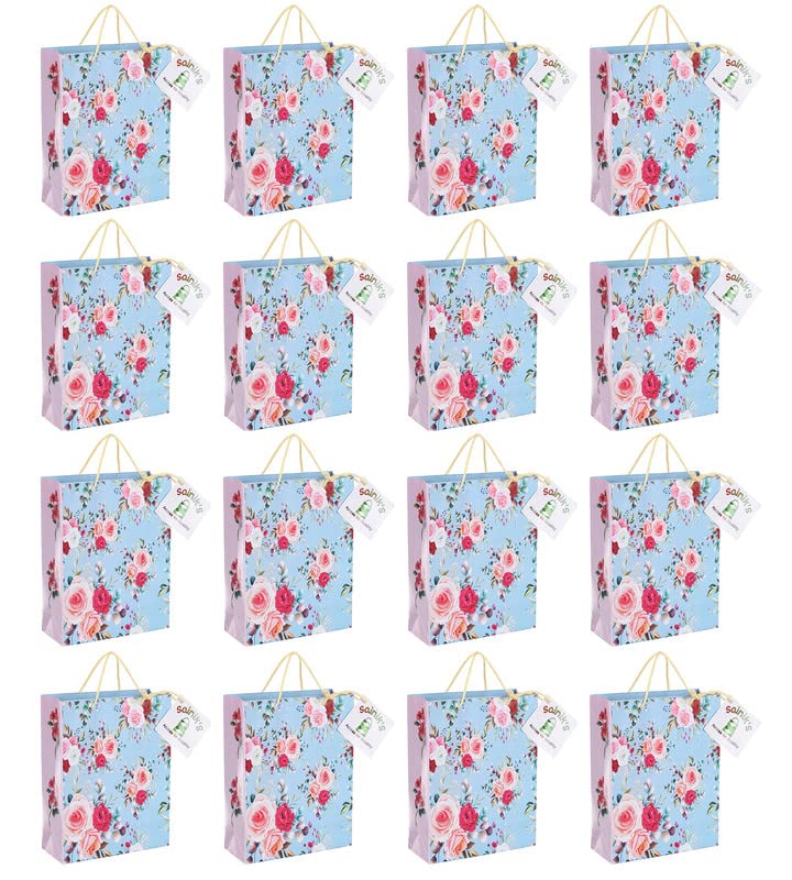 SAINIKS - ACCESS TO QUALITY Light Blue Flowers Design Paper Bags/Gift Bag, Goodies Bag, Promotional Bag For Wedding Pack of 20 (25 X 20 X 8) CM ,746 gram (B0BVM18WVZ) Amazon Price History, Amazon Price Tracker