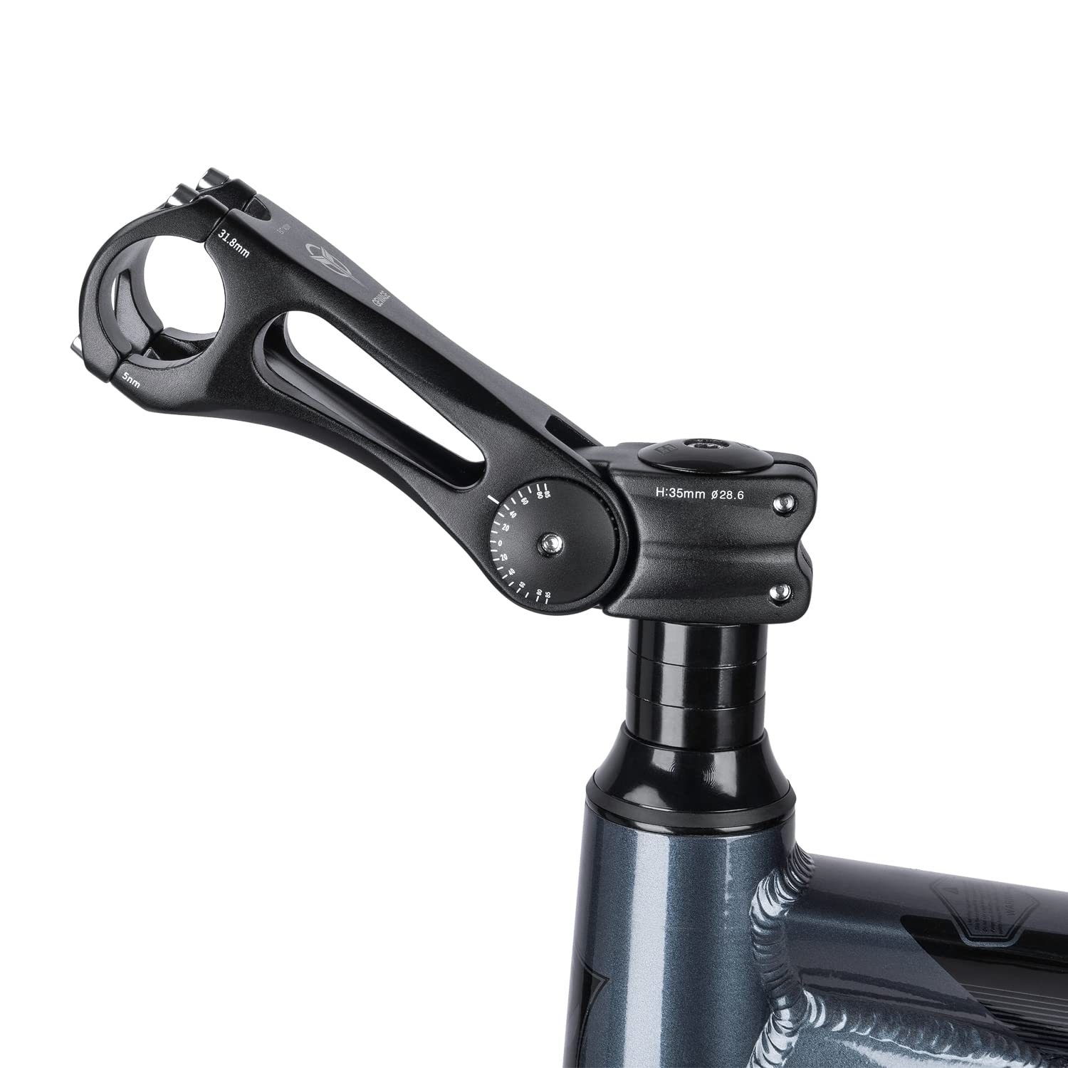 GEWAGE Regulowany mostek rowerowy, wspornik kierownicy o średnicy 31,8 (1-1/4"), stop aluminium, adapter wysokości do większości rowerów MTB, rowerów wyścigowych, BMX, e-bike