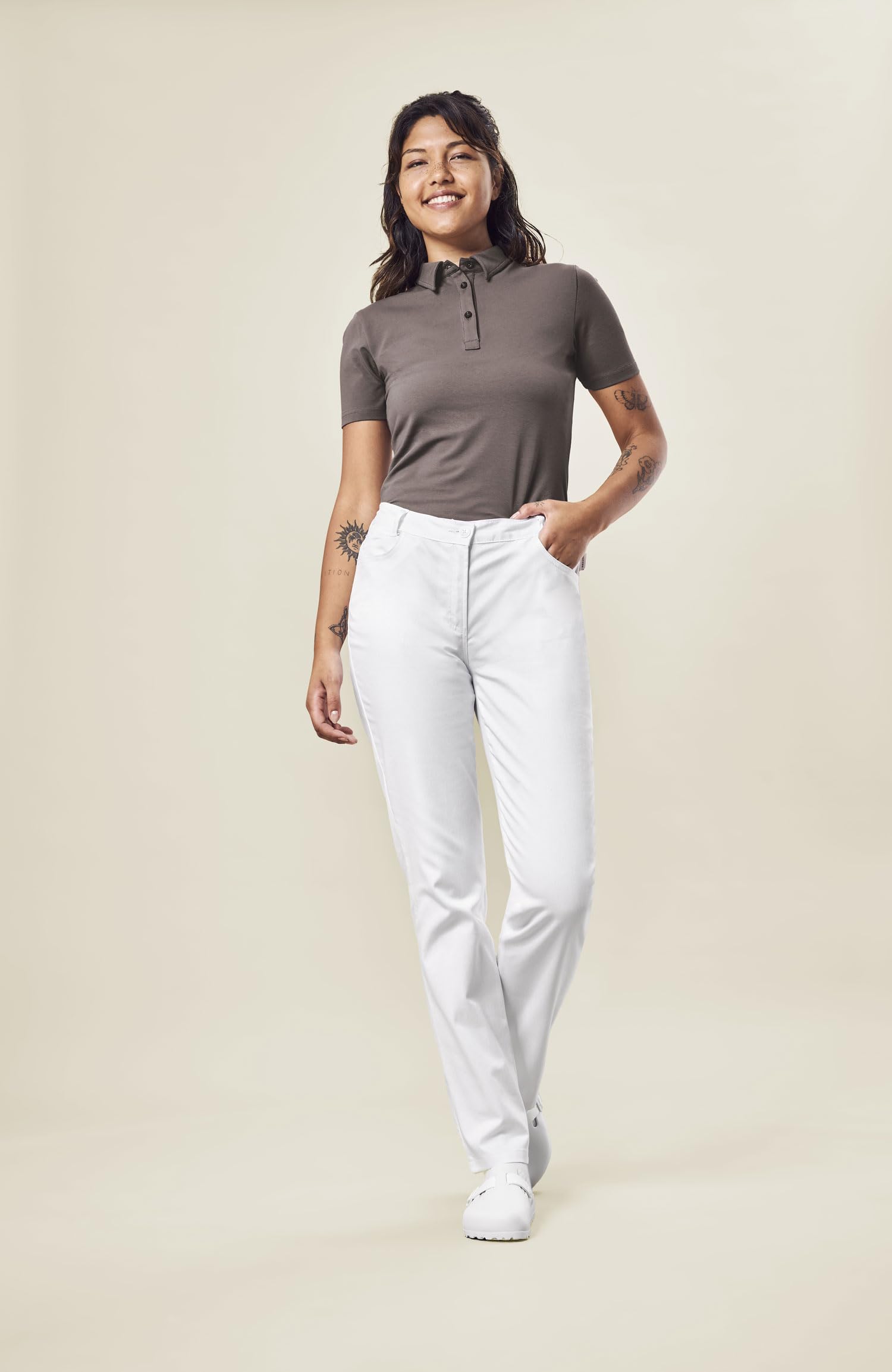 GREIFF Care Medizinische Schlupfhose Damen - Arbeitshose mit Elastischem Bund, 2 Seitentaschen und 2 aufgesetzten Taschen - Mit mittlerer Taille - Ideal für Pflege, Praxis & Klinik