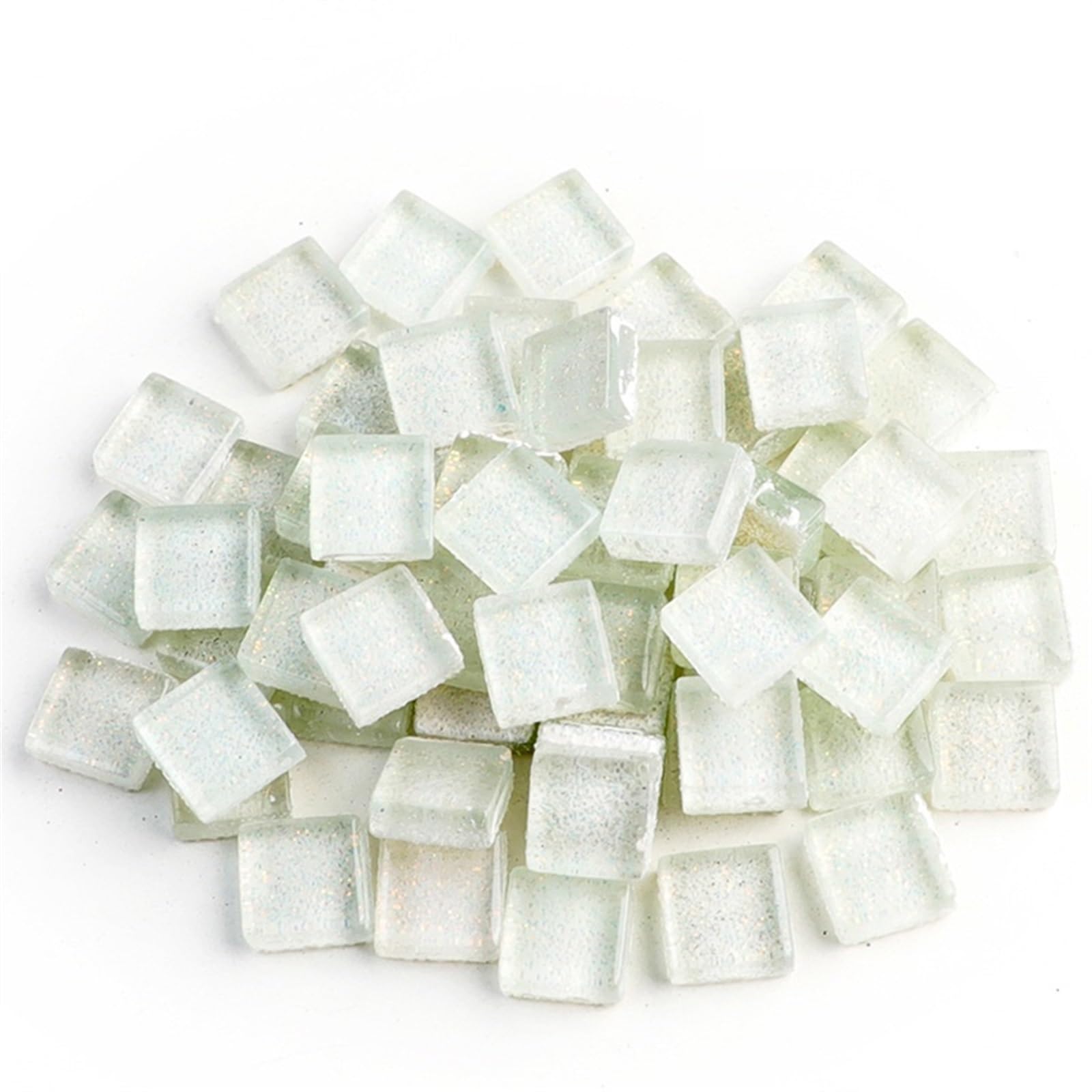 Mosaic Pieces 50PCS DIY Colorful Glitter Glass Mosaic Stones Tiles Pebbles Crafts Material Puzzle 9 * 9mm for Home Garden Decoration Art Projects(Color 7)