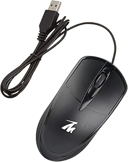 TechMagnet Comfort USB Wired Mouse, 3 Button, 1200 DPI Optical Sensor, High Performance Plug & Play, for Desktop, PC and Laptop Windows/Mac, Black (Renewed)