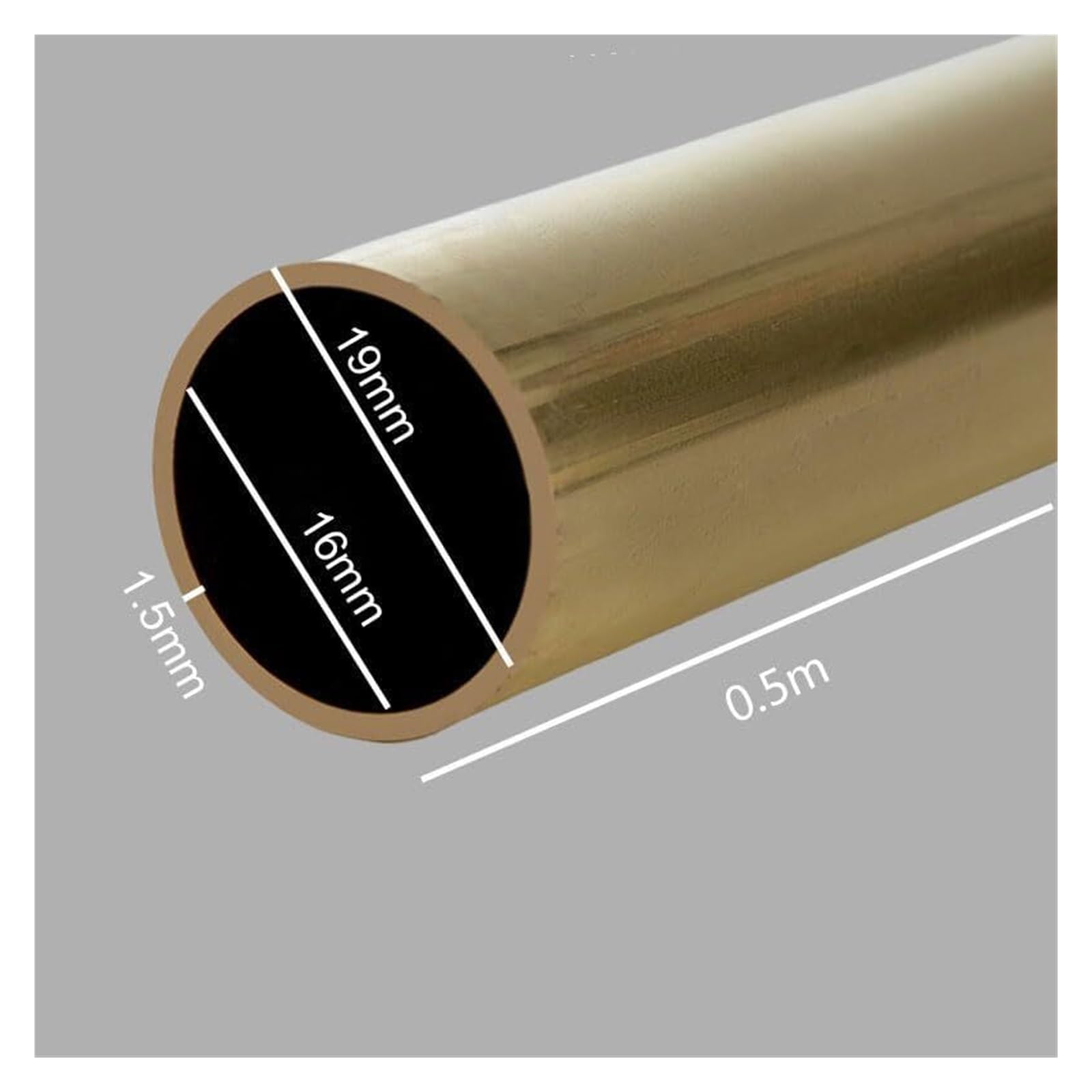 Tubo de latón de 500 mm de longitud y 19-28 mm de diámetro exterior, sin costuras, de precisión, for manualidades y proyectos de bricolaje.(19 * 1.5mm)