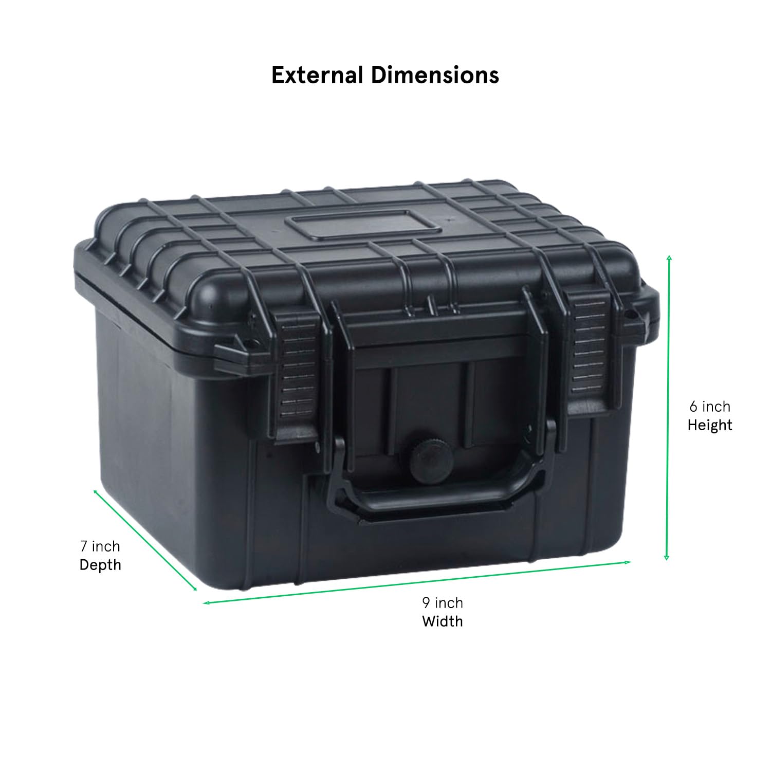 Duratool Black Weatherproof Equipment Case, Polypropylene Construction with Foam Insert, 10.5" x 9.5" x 7“ (L x W x H)