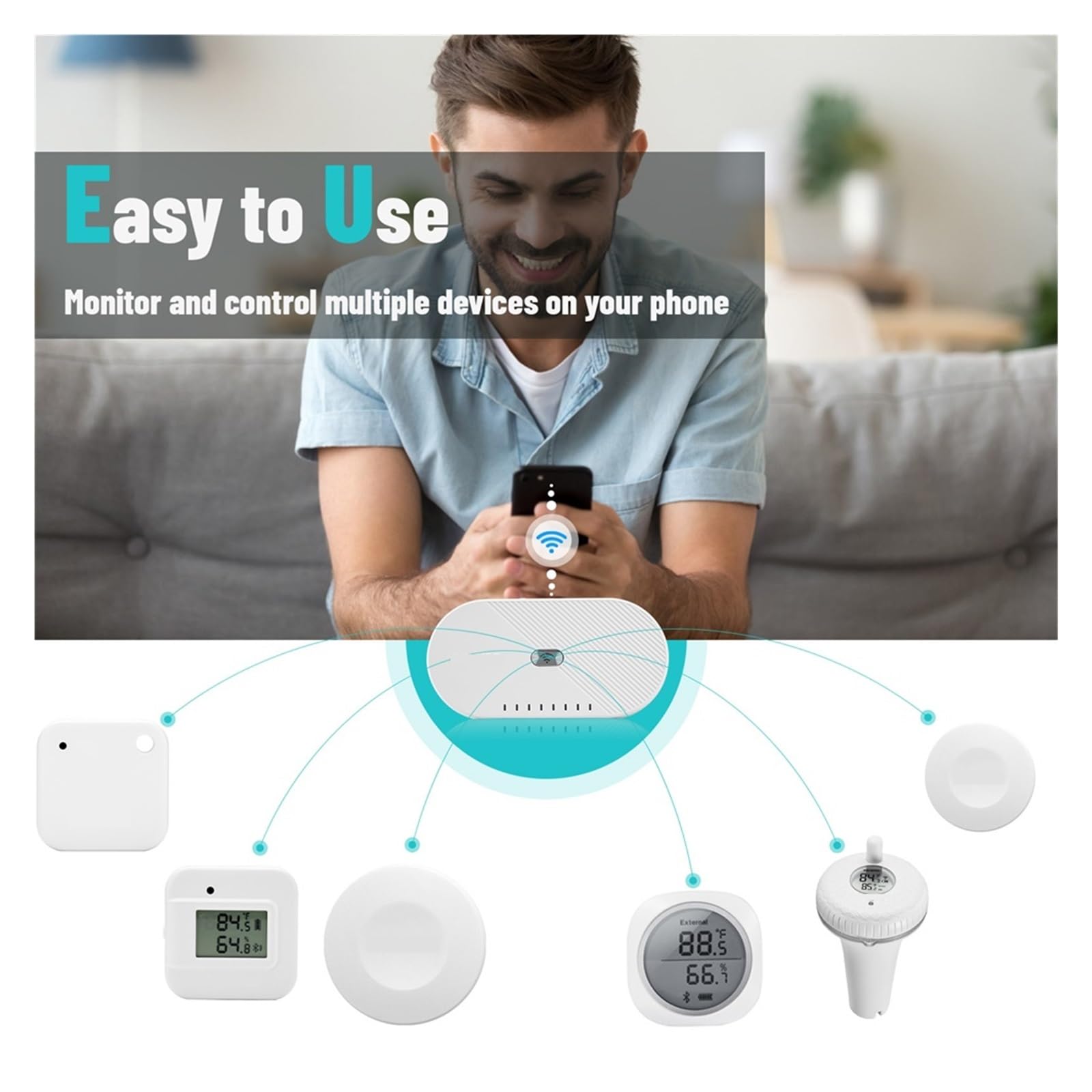 Thermomètre Intelligent for Piscine, Bain À Remous, Eau De Spa, Affichage Numérique, Enregistreur De Température Et D'humidité, IBS P01R/P01B/passerelle WiFi