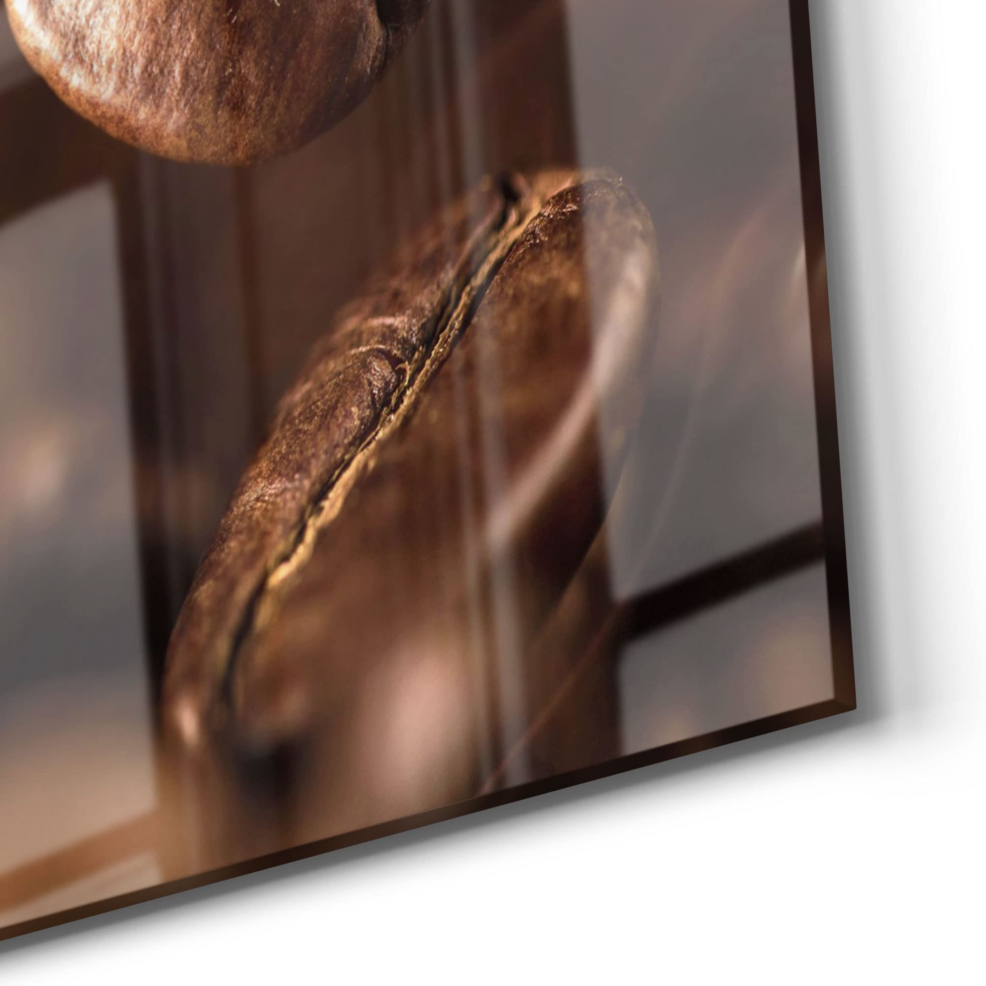 DEQORI Obrazy na szkle z prawdziwego szkła, motyw pachnących ziaren kawy, poziome, 3-częściowe, 150 x 50 cm, duża dekoracja XXL, obrazy ścienne do salonu, sypialni, przedpokoju i kuchni, nowoczesna dekoracja ścienna