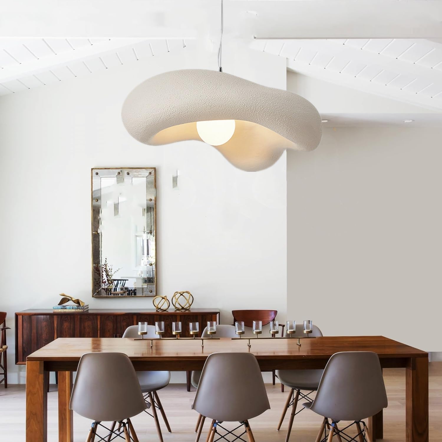 23.6" Modern Pendant Light Fixture Wabi-sabi Creative Flowers Hanging Pendant Lighting Bird Nest Shape Chandelier for Bedroom Living Room Dining Room Kitchen Island Dining Table(Brown)