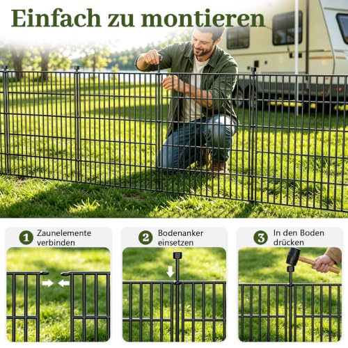10 Paneele Dekorativer Gartenzaun für Hunde, 101 cm (H) x 7.2 m (L)