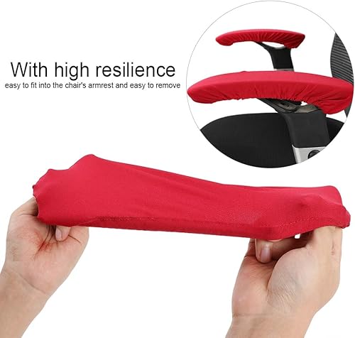 Miniatura 5 de Zerodis Juego de 2 fundas elásticas para reposabrazos para sillas de oficina, fundas elásticas para sillas de computadora (rojo vino)